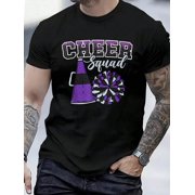 Cotton Cheer Squad Funny Cheerleader Cheerleading Purple Women Girl T-Shirt Men's Casual Short Sleeve Graphic Tee