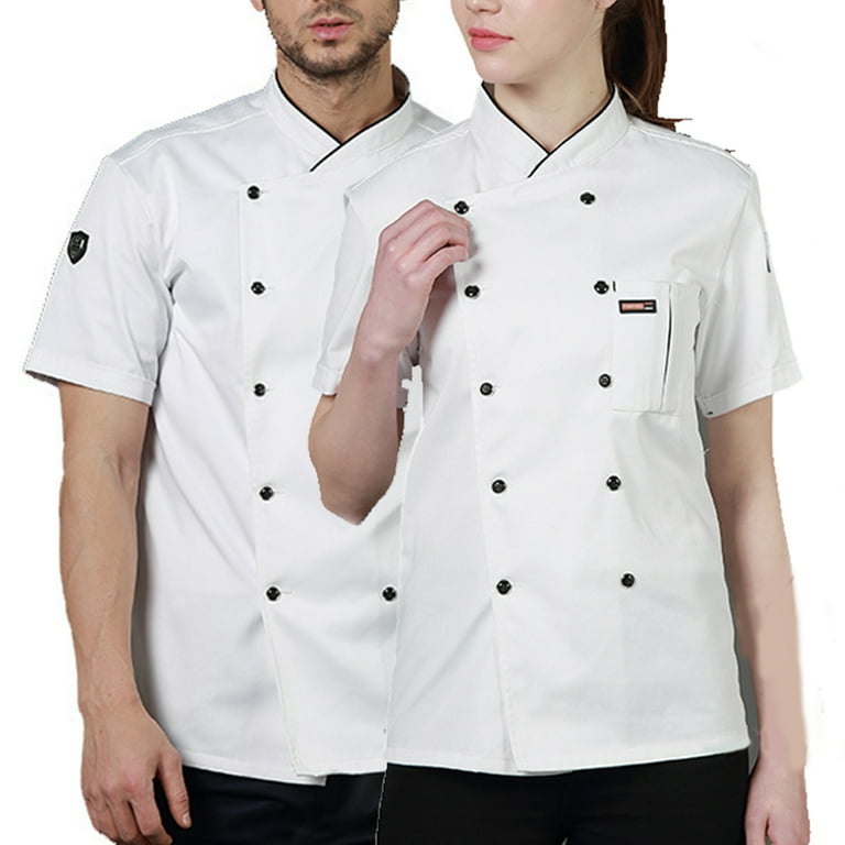 Chef Jacket for Men Women Short Sleeve Classic Buttons Restaurant