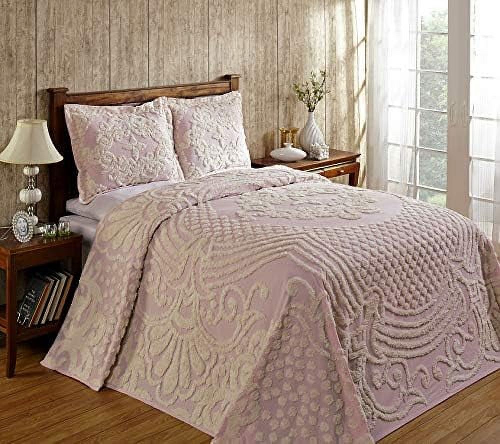 Cotton Chenille Bedspreads Queen Size, Florence Collection Medallion Design In Lightweight