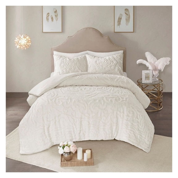 Cotton Chenille Comforter Set, 2 Piece Boho Bedding - Medallion Design, All Season, OEKO-TEX Certified, Twin/Twin XL