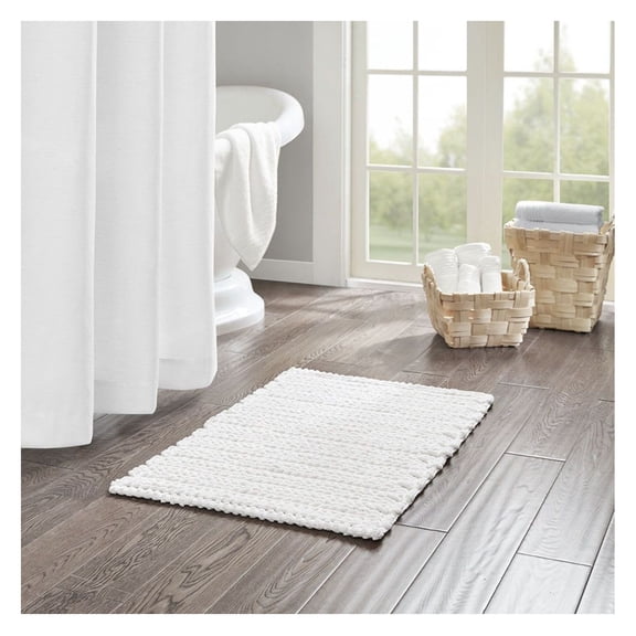 Cotton Chenille Rug - 100% Cotton Bath Rug - Non-Slip Washable Rug - Chain Stitch Design - Oeko-Tex Certified - Multiple Sizes & Colors