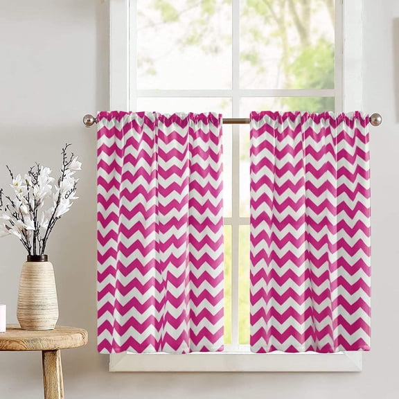 Cotton Chevron Zig Zag Print Café Tier Curtains Window Treatment Kitchen Home Décor