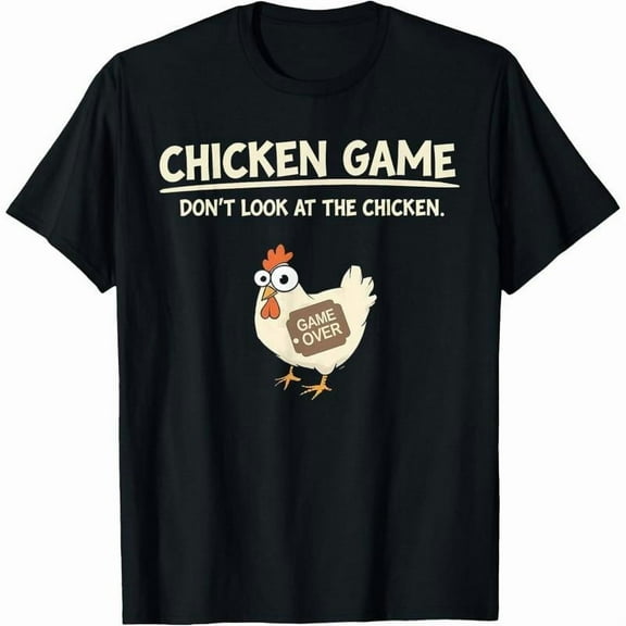 Cotton Chicken Graphic Tee T Shirt Top Dont Look Game Design Casual Short Sleeve Crew Neck Novelty Black S-5XL