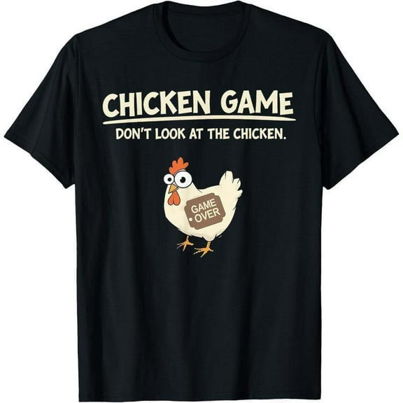 Cotton Chicken Graphic Tee T Shirt Top Dont Look Game Design Short Sleeve Crew Neck Novelty Black S-5XL