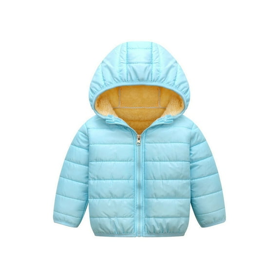 Cotton Children Down Padded Jacket Portable Reusable Replacement Warm Keeping Outdoor Walking Winter Autumn Coat Clothes Lake Blue Size 90