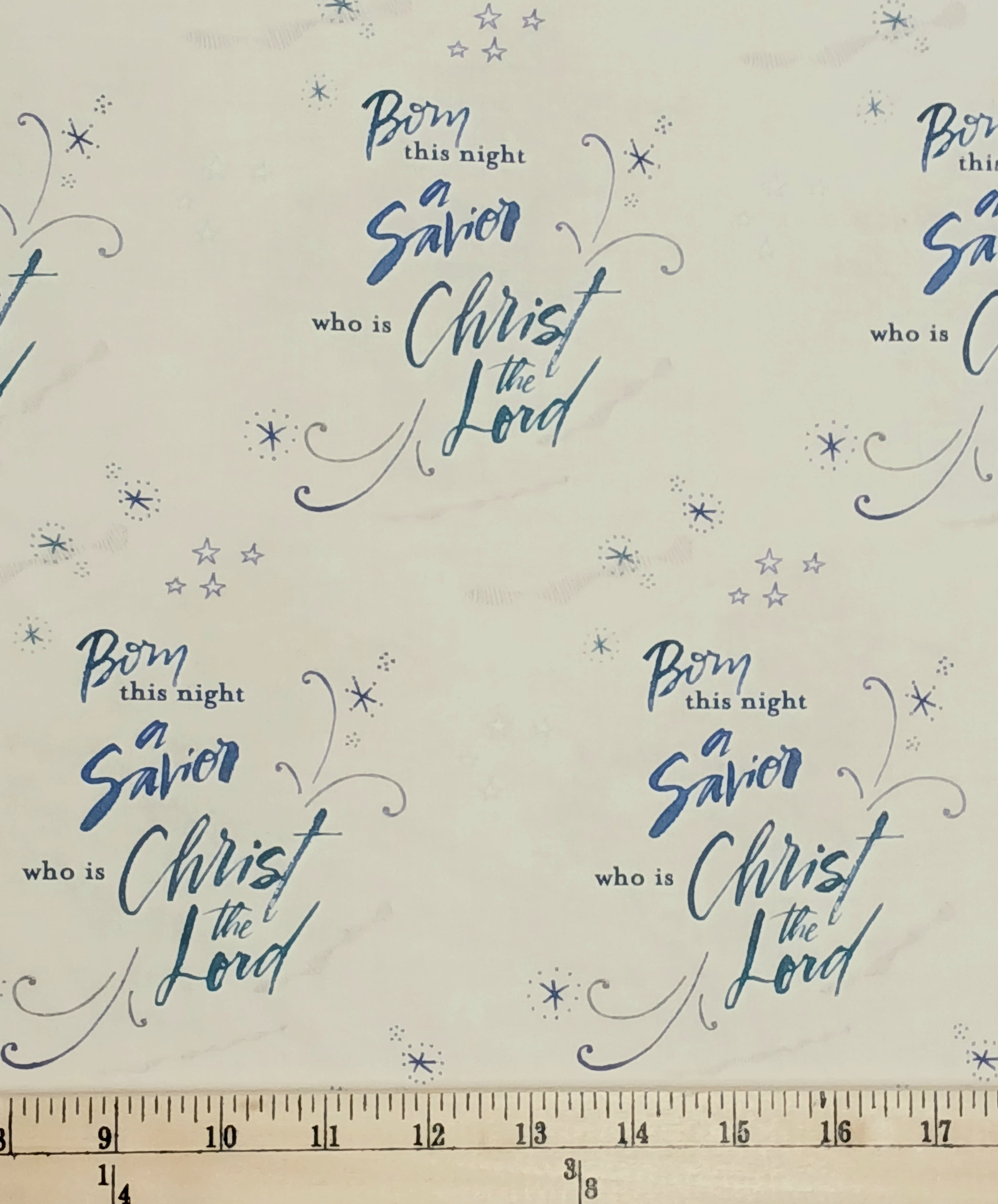 Cotton Christmas Peace Born This Night Merry Christmas Nativity Christ the Lord on Blue Paintbrush Studio Cotton Fabric Print by the Yard (12021396)