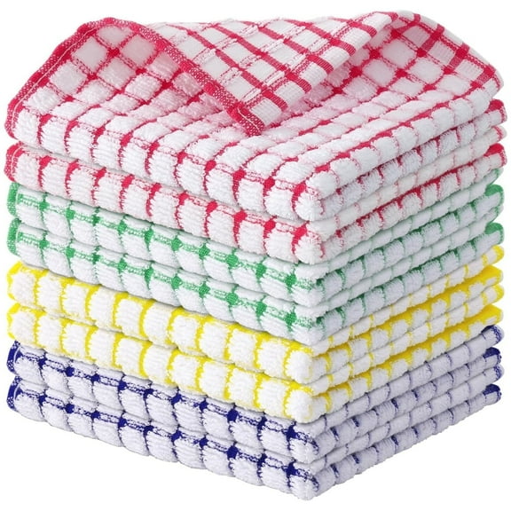 Cotton Cleaning Rags Dish Cloths 8 Pack Kitchen Dish Cloths Soft and Absorbent Dish Rags for Washing Dishes Quick Drying Dish Towels for Kitchen Drying Dishes 11.8 Inch x 11.8 Inch (Mix Color)