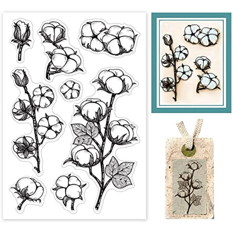 Cotton Clear Stamps Flower Rubber Stamp for Card Making Plant Silicone  Stamps for DIY Album Decoration Scrapbooking Journaling Gift Labels  Thanksgiving Christmas Holiday 