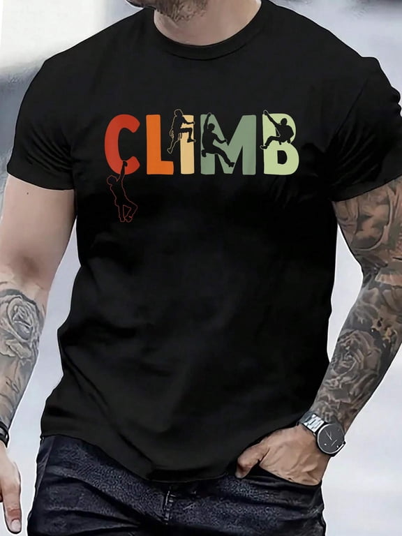 Cotton Climbing Bouldering Rock Climber Climbing T-Shirt Small Men's Casual Short Sleeve Graphic Tee