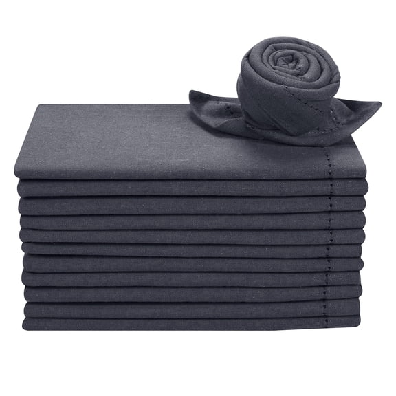 Cotton Cloth Dinner Napkin Set of 12-Hemstitched 18x18 Inch Decorative Soft Durable Washable Reusable Perfect for Dining Table Décor Farmhouse Easter Christmas Party Wedding & Everyday Use- Charcoal