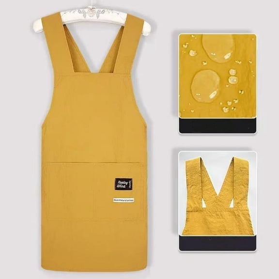 Cotton Cloth Kitchen Apron with Removable Hand Towel Women Men Solid Color Cleaning Aprons Waist Work Clothes Sleeveless Restaurant Uniform