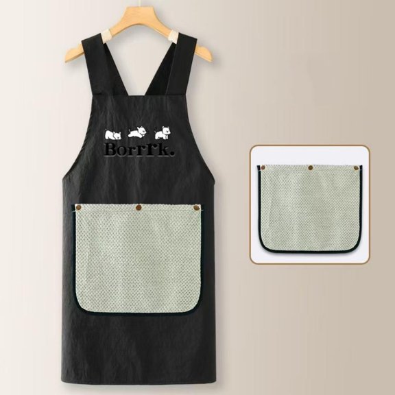 Cotton Cloth Kitchen Apron with Removable Hand Towel Women Men Solid Color Cleaning Aprons Waist Work Clothes Sleeveless Restaurant Uniform