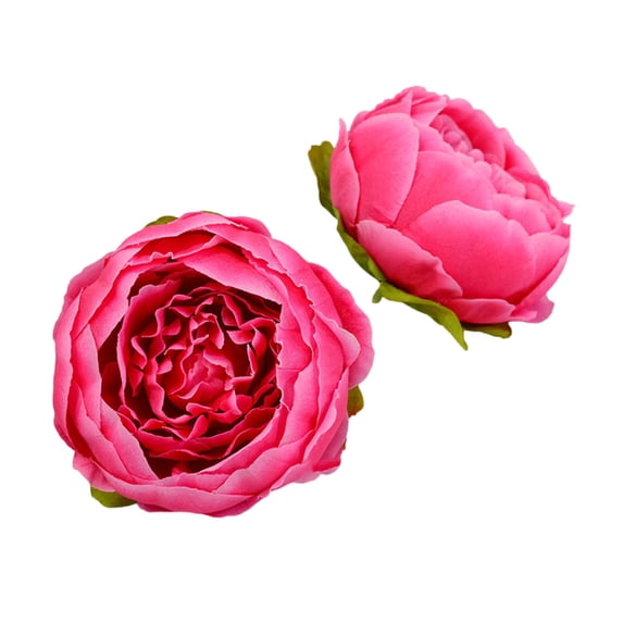 Cotton Cloth Round Peony Single Simulated Flower,Artificial Round Peony Flower Heads Flower Buds for Wedding Flower Wall & Arrangement,Bridal Bouquets, Table Centerpieces, Parties,(Hot Pink,)