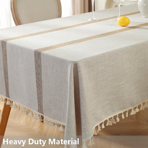 Cotton Cloth Table Cloths 120 Inch Rectangle Table Covers for 8 Foot Tables Rustic Extra Long Tablecloth(A-Linen,120"x55",Rectangular)