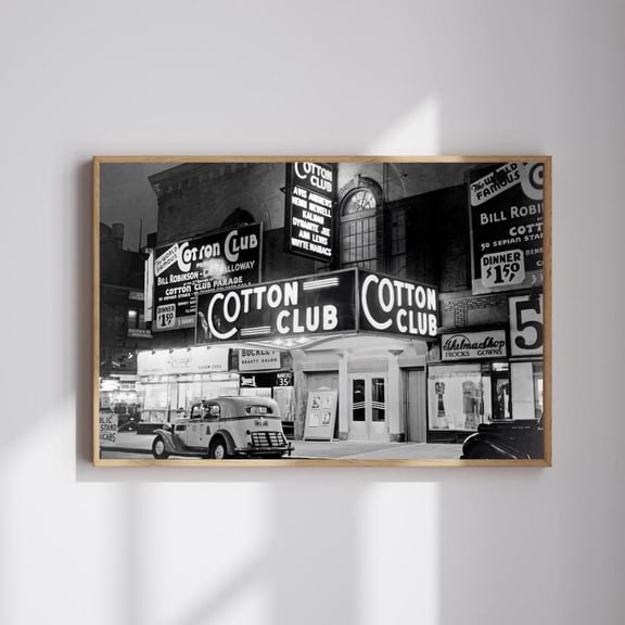 Cotton Club Vintage Black and White New York Photo Retro Nightlife Classic Jazz Harlem Street Scene, Unframed Poster