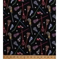 thumbnail image 1 of Cotton Colorful Lacrosse Sticks Balls Cleats Sports Equipment Black Cotton Fabric Print by the Yard (421-black), 1 of 1