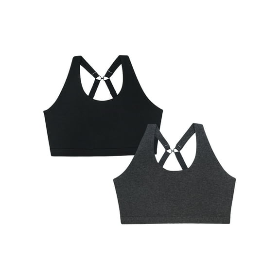 Cotton Comfort 2-Pack Bralette - Charcoal Heather/Black Hue