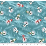 Cotton Comfort and Joy Winter Snow Snowman Christmas Festive Hat Scarf Blank Quilting Cotton Fabric Print by the Yard 4157-67