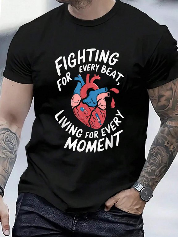 Cotton Congestive Heart Failure Chronic Disease CHF Awareness T-Shirt Men's Casual Short Sleeve Graphic Tee