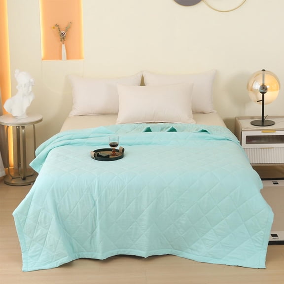 Cotton Cooling Blanket for Hot Sleepers,59x78inch Double Sided Cold Effect Fiber Summer Quilt,Cool & Breathable,Machine Washable,Suitable for Picnics or Outdoor Activities(Green)