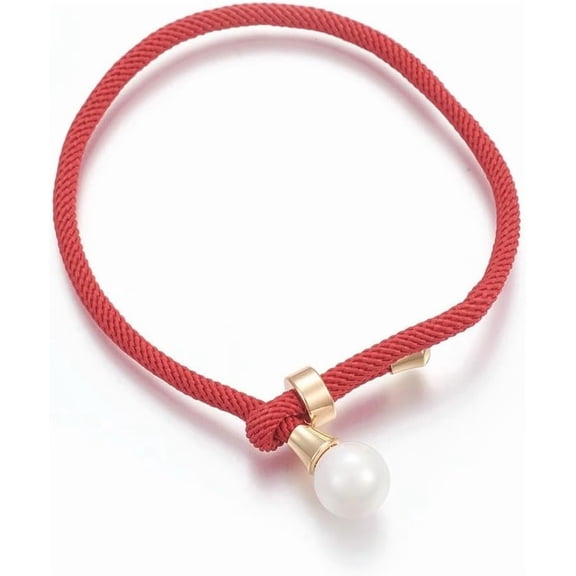 Cotton Cord Bracelets with Brass Finding Long-Lasting Plated Red Real 24K Gold Plated 23cm Elegant Jewelry for Women Gold DIY