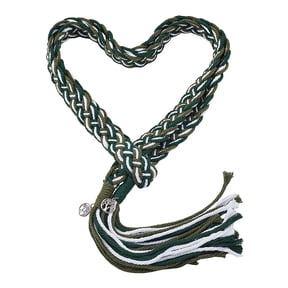 Cotton Cord Wedding Lasso Chains with Alloy Flat Round with Tree Pendants Silver Dark Green 1870mm