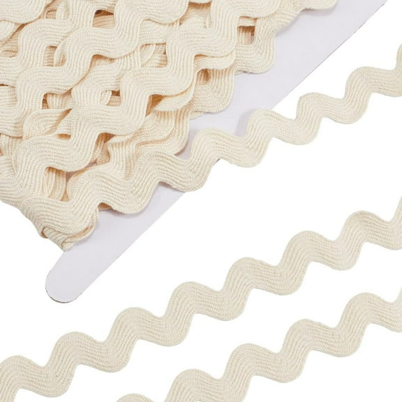 Cotton Cotton Wavy Fringe Trim Ribbon Wave Bending Lace Trim for Clothes Sewing and Art Craft Decoration Floral White 1 inch(25mm)