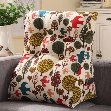 Cotton Cover PP-Cotton Filled Triangular Wedge Pillow Positioning Support Reading Backrest Cushion for Sofa Bed Day Bed and Upholstered Headboard with Removable Cover Mixed Color 24 Inches