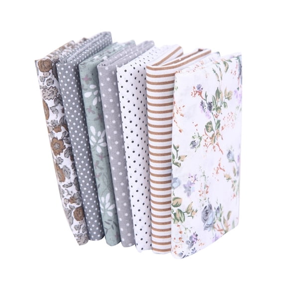 Cotton Crafts Fabric Bundle, Patchwork Quilting Sewing Fabric Set, 7 Pieces DIY Cotton Fabric Squares 25cm x 25cm, Assorted Prints for Sewing Projects, Fabric Bundle for Beginners