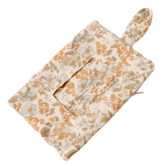 Cotton Crepe Baby Wipe Holder, Portable Hanging Tissue Bag for Stroller & Bedside, Double Layer Travel Wipe Dispenser Storage Pouch