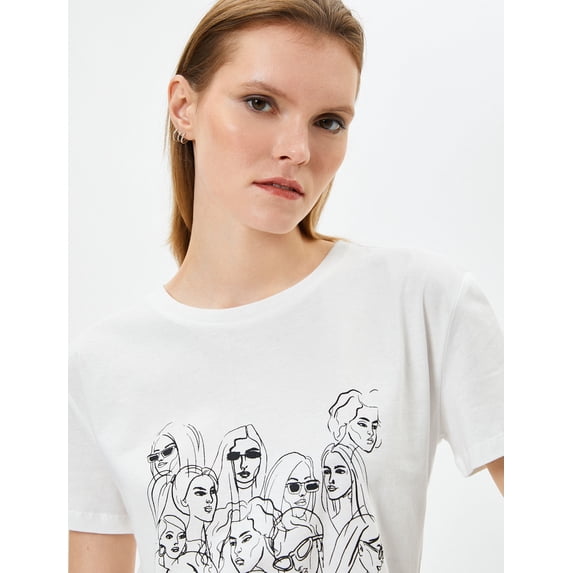 Cotton Crew Neck Short Sleeve Printed T-Shirt