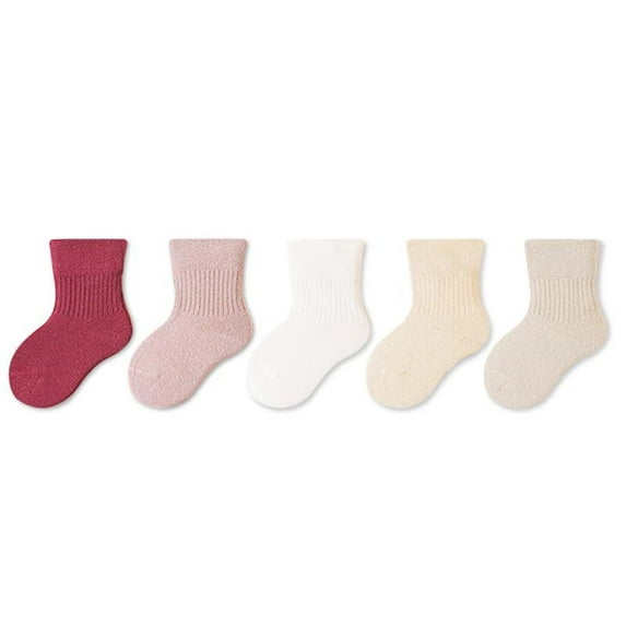 Cotton Crew Socks for Boys & Girls 5 Pack 0-12 Years Toddlers Kids Casual Solid Color Breathable Multipack Ankle Sock