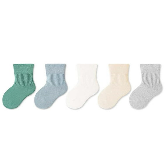 Cotton Crew Socks for Boys & Girls 5 Pack 0-12 Years Toddlers Kids Casual Solid Color Breathable Multipack Ankle Sock