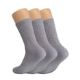 thumbnail image 1 of Cotton Crew Socks for Women Gray 3 Pairs Smooth Toe Seam Socks Size 10-13, 1 of 8