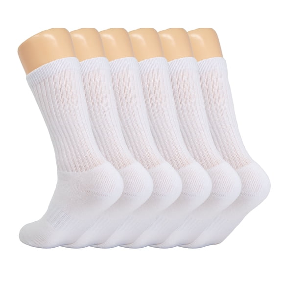Cotton Crew Socks for Women Gray 6 Pairs Size 9-11