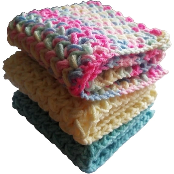 Cotton Crochet Dish Rag Reusable Dish Cloths Widely Use Set 3 Absorbent Napkins Rainbow Square