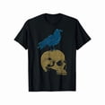 thumbnail image 1 of Cotton Crow Skull Graphic Tee T Shirt Top Spooky Viking Raven Design T-Shirt Short Sleeve Black S-5XL, 1 of 5