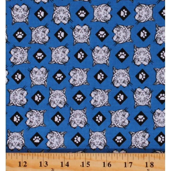 Cotton Cub Scouts Boy Scouts Bobcats Paws Allover Pattern Blue Cotton Fabric Print by the Yard (C7205-BLUE)