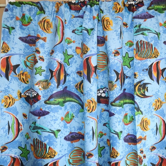 Cotton Curtain Animal Print 58 Inch Wide Fish Aquarium