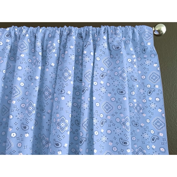 Cotton Curtain Floral Paisley Bandanna Print 58 Inch Wide Light Blue