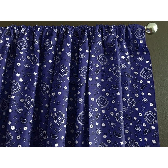 Cotton Curtain Floral Paisley Bandanna Print 58 Inch Wide Navy