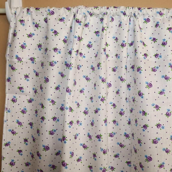 Cotton Curtain Floral Print 58 Inch Wide Tiny Flower Dots Purple