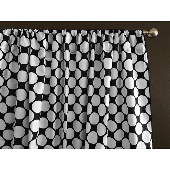 Cotton Curtain Polka Dots Print 58 Inch Wide / Large Dots White on Black