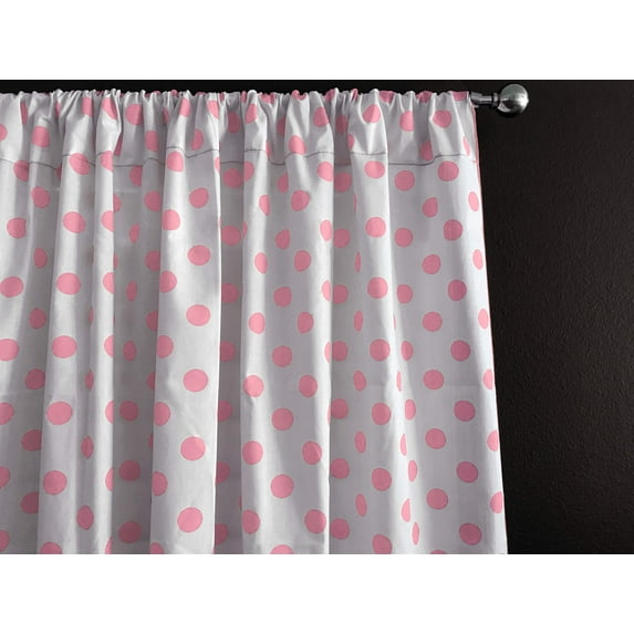 Cotton Curtain Polka Dots Print 58 Inch Wide / Pink on White