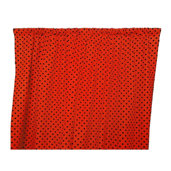 Cotton Curtain Polka Dots Print 58 Inch Wide / Small Dots Black on Red