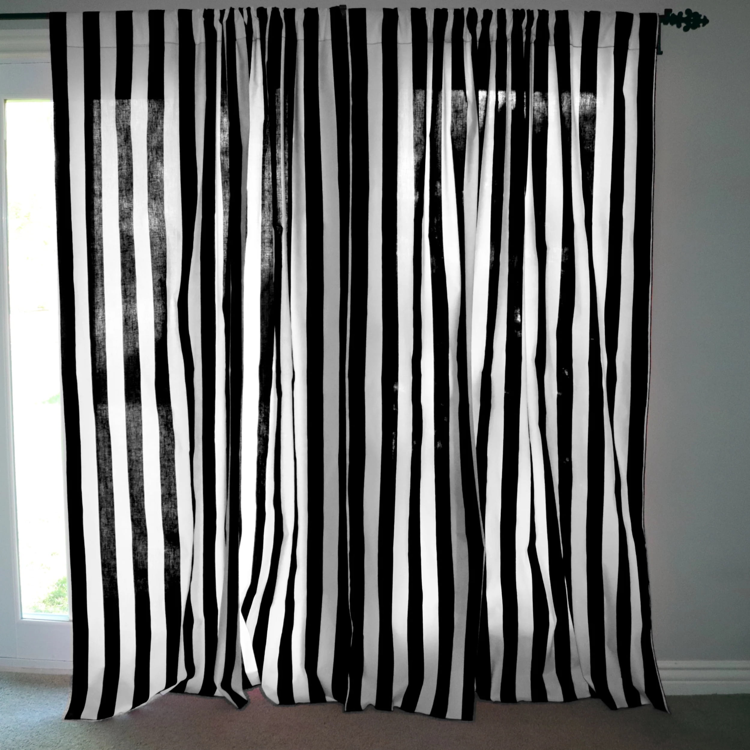 Cotton Curtain Stripe Print 58 Inch Wide /2 Inch Stripe Black and White