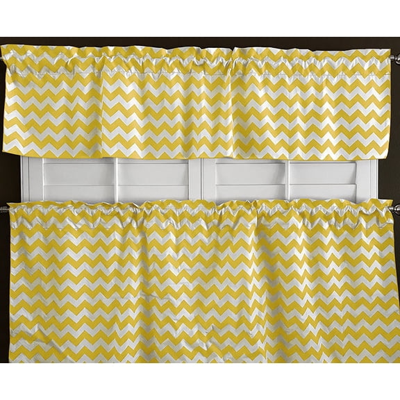 Cotton Curtain Zig-zag Chevron Print / 2 Piece Window Valance Set (10 Colors)