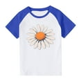 thumbnail image 1 of Cotton Cute T-shirts for Girls Casual Summer Tee Daisy Flower Print Round Neck Tshirts Short Sleeve Tops (11 Years, Blue A), 1 of 4