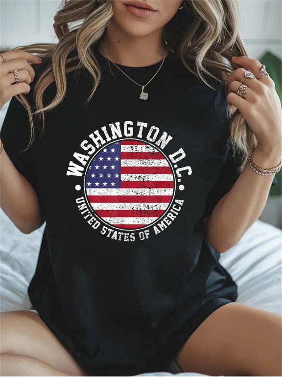 Cotton Da Souvenir Shop Washington D.C. Casual Graphic Daily T-Shirt