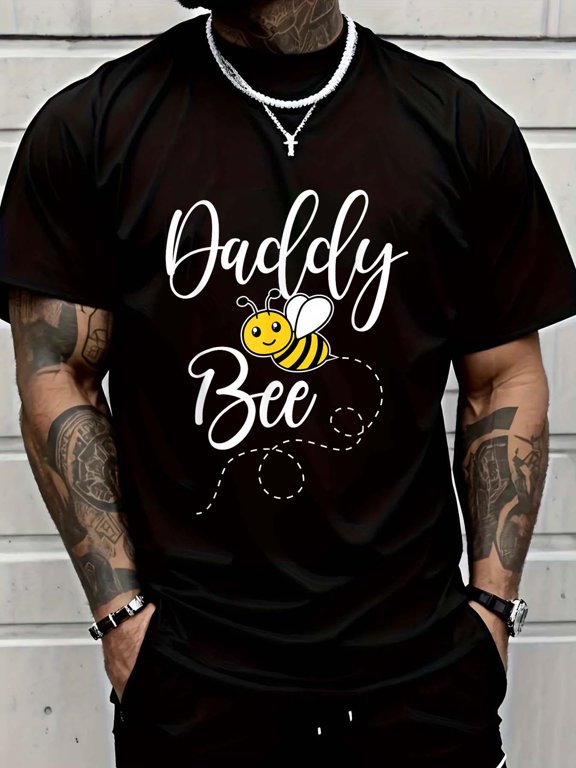 Cotton Daddy of The Bee Day Girl Hive Family Matching Birthday T-Shirt Men's Casual Short Sleeve Graphic Tee